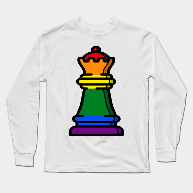 gay pride chess queen Long Sleeve T-Shirt by goatboyjr